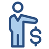 Person holding dollar sign icon